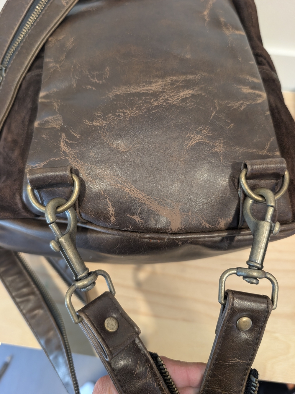 VTG Jeanne Lottie Canada Suede & Leather Convertible Backpack | Rare Slouchy Bag - Picture 16 of 16